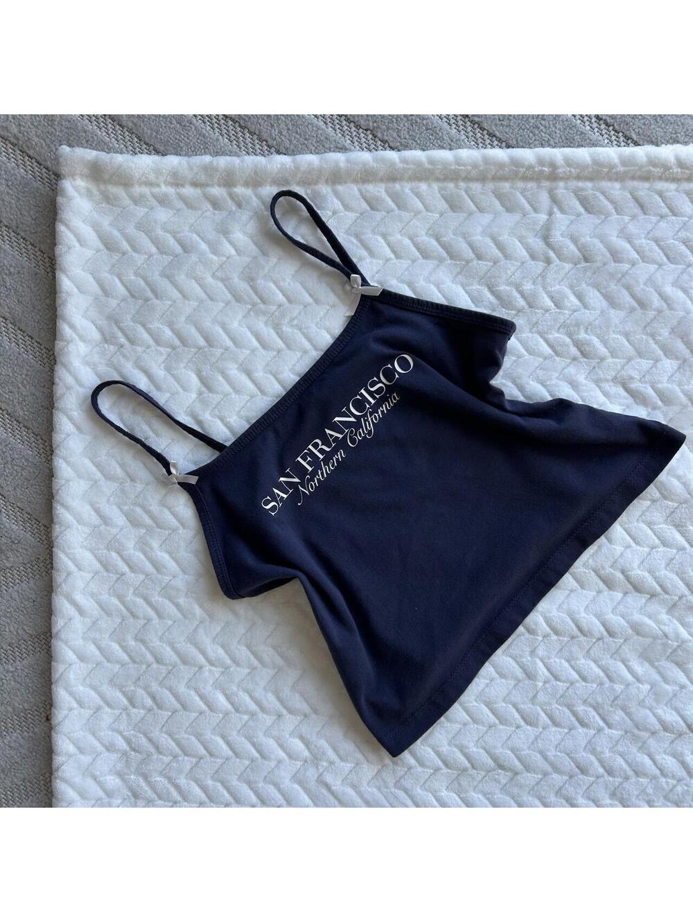 Navy blue San Francisco tank top with white text